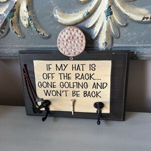 Golf hat rack sign